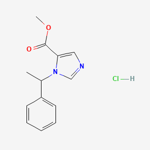 Chemical structure of Methyl 3-(1-phenylethyl)imidazole-4-carboxylate;hydrochloride