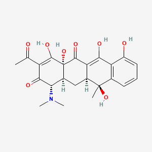 Chemical structure of (1S,4aR,11S,11aS,12aS)-3-acetyl-1-(dimethylamino)-4,4a,6,7,11-pentahydroxy-11-methyl-1,11a,12,12a-tetrahydrotetracene-2,5-dione