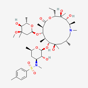 Chemical structure of (2R,3S,4R,5R,8R,10R,11R,12S,13S,14R)-13-((2,6-Dideoxy-3-C-methyl-3-O-methyl-alpha-L-ribo-hexopyranosyl)oxy)-2-ethyl-3,4,10-trihydroxy-3,5,6,8,10,12,14-heptamethyl-11-((3,4,6-trideoxy-3-(methyl((4-methylphenyl)sulfonyl)amino)-beta-D-xylo-hexopyranosyl)oxy)-1-oxa-6-azacyclopentadecan-15-one
