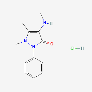 Chemical structure of 1,5-dimethyl-4-(methylamino)-2-phenyl-1,2-dihydro-3H-pyrazol-3-one hydrochloride