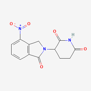 Chemical structure of 3-(4-Nitro-1-oxo-1,3-dihydroisoindol-2-yl)piperidine-2,6-dione
