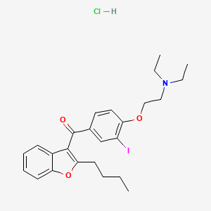Chemical structure of (2-Butyl-1-benzofuran-3-yl)-[4-[2-(diethylamino)ethoxy]-3-iodophenyl]methanone;hydrochloride