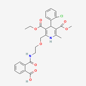 Chemical structure of 3-Ethyl 5-methyl 2-[[2-[(2-carboxybenzoyl)amino]ethoxy]methyl]-4-(2-chlorophenyl)-1,4-dihydro-6-methyl-3,5-pyridinedicarboxylate