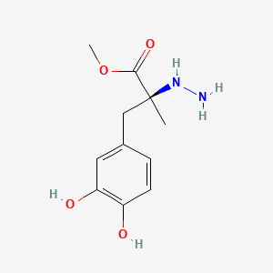 Chemical structure of methyl (2S)-3-(3,4-dihydroxyphenyl)-2-hydrazinyl-2-methylpropanoate