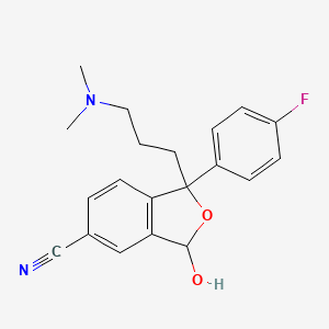 Chemical structure of 1-[3-(Dimethylamino)propyl]-1-(4-fluorophenyl)-1,3-dihydro-3-hydroxy-5-isobenzofurancarbonitrile