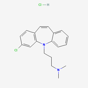 Chemical structure of 3-(2-chlorobenzo(b)(1)benzazepin-11-yl)-N,N-dimethylpropan-1-amine;hydrochloride