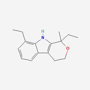 Chemical structure of 1,8-diethyl-1-methyl-4,9-dihydro-3H-pyrano[3,4-b]indole