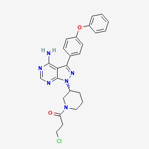 Chemical structure of (R)-1-(3-(4-Amino-3-(4-phenoxyphenyl)-1H-pyrazolo[3,4-d]pyrimidin-1-yl)piperidin-1-yl)-3-chloropropan-1-one