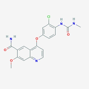 Chemical structure of 4-[3-Chloro-4-[[(methylamino)carbonyl]amino]phenoxy]-7-methoxy-6-quinolinecarboxamide