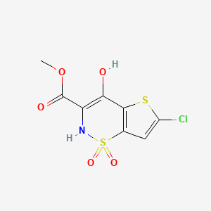 Chemical structure of Methyl 6-chloro-4-hydroxy-2H-thieno[2,3-e][1,2]thiazine-3-carboxylate 1,1-dioxide