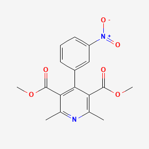 Chemical structure of Dimethyl 2,6-dimethyl-4-(3-nitrophenyl)pyridine-3,5-dicarboxylate