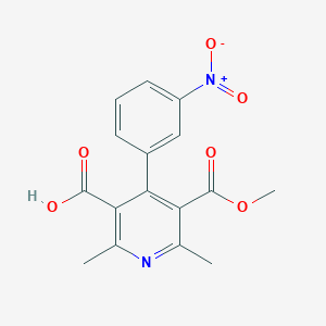 Chemical structure of Methyl 2,6-dimethyl-4-(3-nitrophenyl)-3-carboxy-5-pyridinecarboxylate