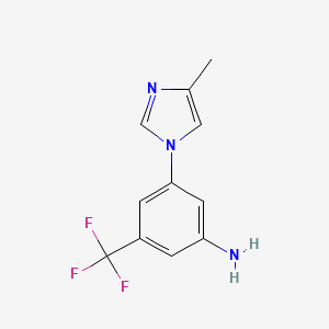 Chemical structure of 3-(4-Methyl-1H-imidazol-1-yl)-5-(trifluoromethyl)aniline