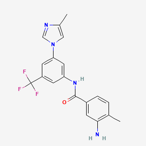 Chemical structure of 3-amino-4-methyl-N-[3-(4-methyl-1H-imidazol-1-yl)-5-(trifluoromethyl)phenyl]benzamide