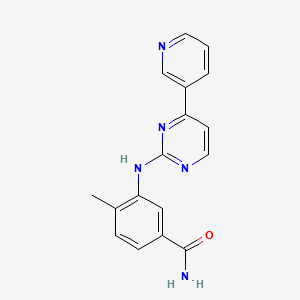 Chemical structure of 4-Methyl-3-[[4-(3-pyridinyl)-2-pyrimidinyl]amino]benzamide
