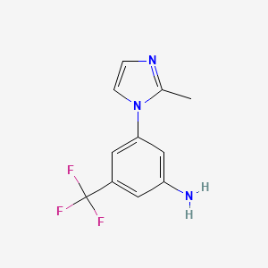 Chemical structure of 3-(2-Methyl-1H-imidazole-1-yl)-5-(trifluoromethyl)aniline