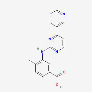 Chemical structure of 4-Methyl-3-((4-(3-pyridinyl)-2-pyrimidinyl)amino)benzoic acid