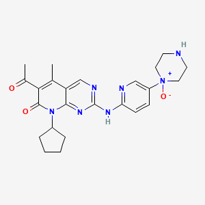 Chemical structure of 1-(6-((6-Acetyl-8-cyclopentyl-5-methyl-7-oxo-7,8-dihydropyrido[2,3-d]pyrimidin-2-yl)amino)pyridin-3-yl)piperazine 1-oxide