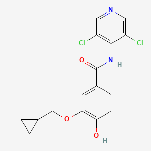 Chemical structure of 3-(Cyclopropylmethoxy)-N-(3,5-dichloropyridin-4-yl)-4-hydroxybenzamide
