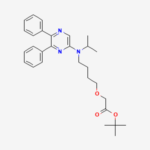 Chemical structure of Tert-butyl 2-(4-((5,6-diphenylpyrazin-2-yl)(isopropyl)amino)butoxy)acetate