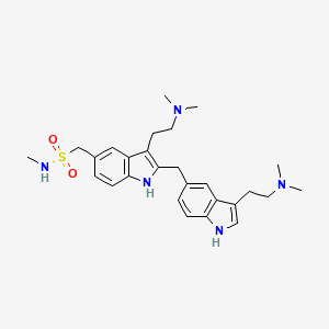 Chemical structure of (3-(2-(Dimethylamino)ethyl)-2-((3-(2-(dimethylamino)ethyl)-1H-indol-5-yl)methyl)-1H-indol-5-yl)-N-methylmethanesulfonamide