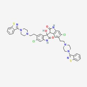 Chemical structure of 5,5'-Bis(2-(4-(benzo(d)isothiazol-3-yl)piperazin-1-yl)ethyl)-6,6'-dichloro-3-hydroxy-(3,3'-biindoline)-2,2'-dione