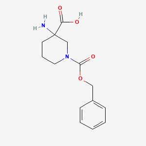 Chemical structure of 1-((Benzyloxy)carbonyl)-3-aminopiperidine-3-carboxylic acid