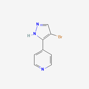 Chemical structure of 4-(4-Bromo-1H-pyrazol-5-yl)pyridine