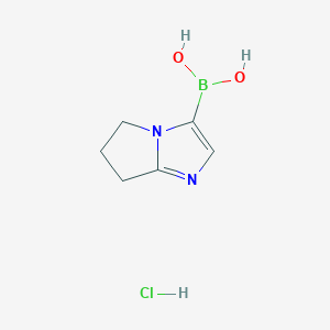 Chemical structure of {5H,6H,7H-pyrrolo[1,2-a]imidazol-3-yl}boronicacidhydrochloride