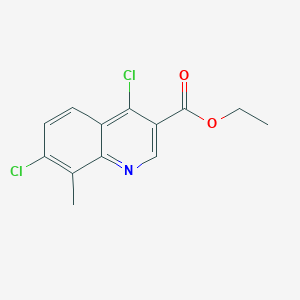 Chemical structure of Ethyl 4,7-dichloro-8-methylquinoline-3-carboxylate