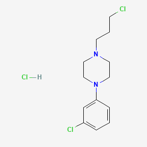 Chemical structure of 1-(3-Chlorophenyl)-4-(3-chloropropyl)piperazinium chloride