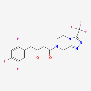 Chemical structure of 1-(3-(trifluoromethyl)-5,6-dihydro(1,2,4)triazolo(4,3-a)pyrazin-7(8H)-yl)-4-(2,4,5-trifluorophenyl)butane-1,3-dione