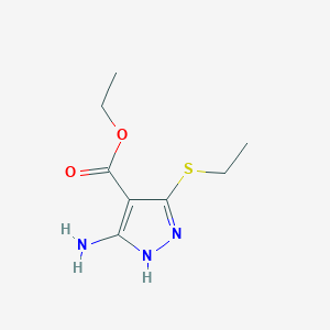 Chemical structure of Ethyl 3-amino-5-(ethylthio)-1H-pyrazole-4-carboxylate