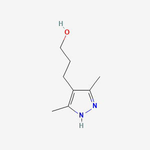 Chemical structure of 3-(3, 5-dimethyl-1H-pyrazol-4-yl) propan-1-ol