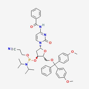 Chemical structure of Cytidine, N-benzoyl-5'-O-(bis(4-methoxyphenyl)phenylmethyl)-2'-deoxy-, 3'-(2-cyanoethyl N,N-bis(1-methylethyl)phosphoramidite)