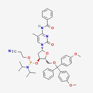Chemical structure of Cytidine, N-benzoyl-5'-O-(bis(4-methoxyphenyl)phenylmethyl)-2'-deoxy-5-methyl-, 3'-(2-cyanoethyl N,N-bis(1-methylethyl)phosphoramidite)