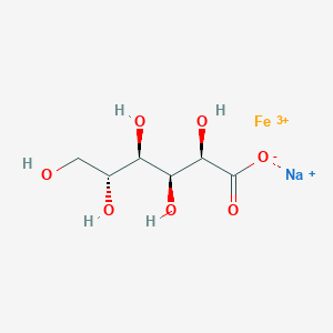 Chemical structure of sodium;iron(3+);(2R,3S,4R,5R)-2,3,4,5,6-pentahydroxyhexanoate