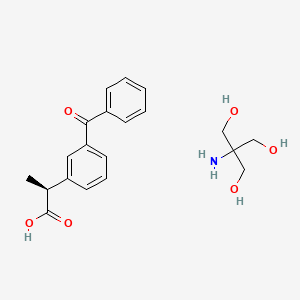 Chemical structure of Benzeneacetic acid, 3-benzoyl-alpha-methyl-, compd. with 2-amino-2-(hydroxymethyl)-1,3-propanediol (1:1), (alphaS)-