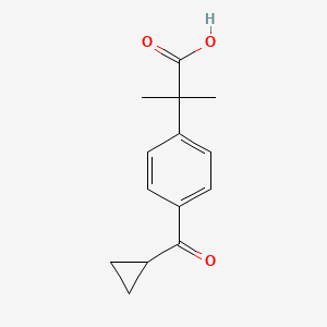 Chemical structure of 4-(Cyclopropylcarbonyl)-I+-,I+--dimethylbenzeneacetic acid