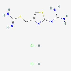 Chemical structure of (2-Carbamimidamido-1,3-thiazol-4-yl)methyl carbamimidothioate dihydrochloride