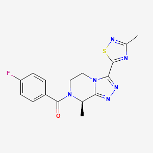 Chemical structure of ((8R)-5,6-Dihydro-8-methyl-3-(3-methyl-1,2,4-thiadiazol-5-yl)-1,2,4-triazolo(4,3-a)pyrazin-7(8H)-yl)(4-fluorophenyl)methanone