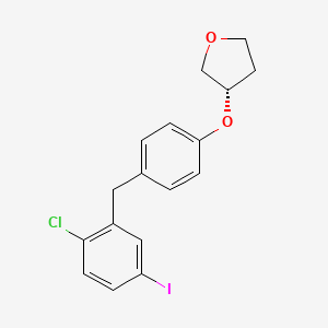 Chemical structure of (S)-3-[4-(2-Chlor-5-iod-benzyl)-phenoxy]-tetrahydro-furan