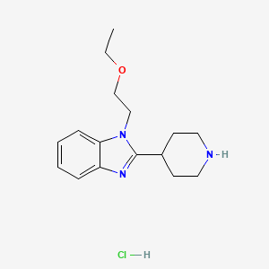 Chemical structure of 1-(2-Ethoxyethyl)-2-(piperidin-4-yl)-1H-benzo[d]imidazole hydrochloride
