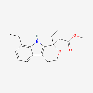 Chemical structure of Methyl 1,8-diethyl-1,3,4,9-tetrahydropyrano(3,4-b)indole-1-acetate