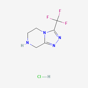 Chemical structure of 3-(Trifluoromethyl)-5,6,7,8-tetrahydro-[1,2,4]triazolo[4,3-a]pyrazine hydrochloride